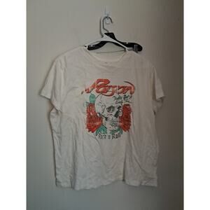 Poison Mens White T-shirt Short Sleeved With Faded Graphic Design Size Large